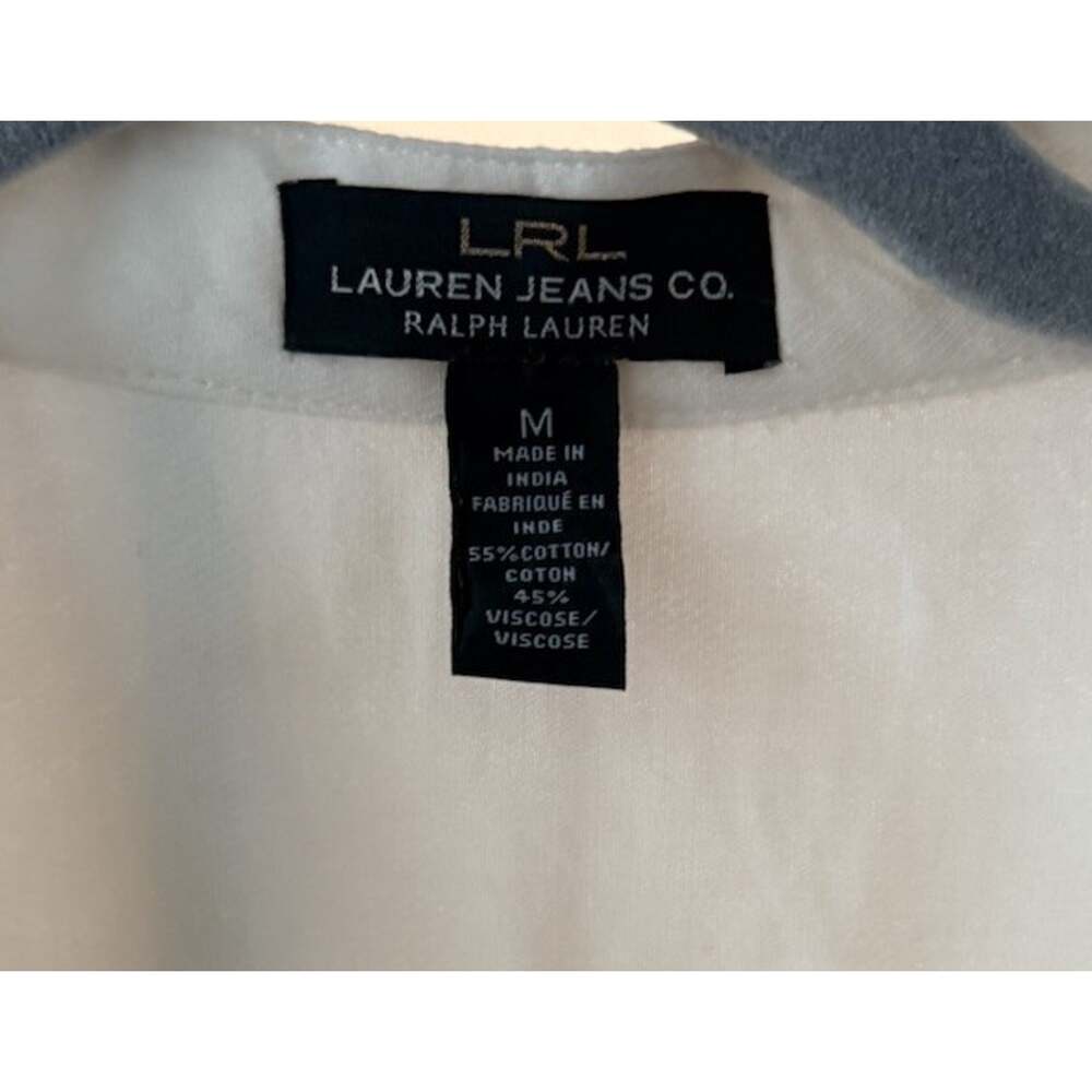 Lauren Ralph Lauren Blouse M Ivory Woven Ruffle Neck 3/4 Sleeve Boho - Picture 9 of 10